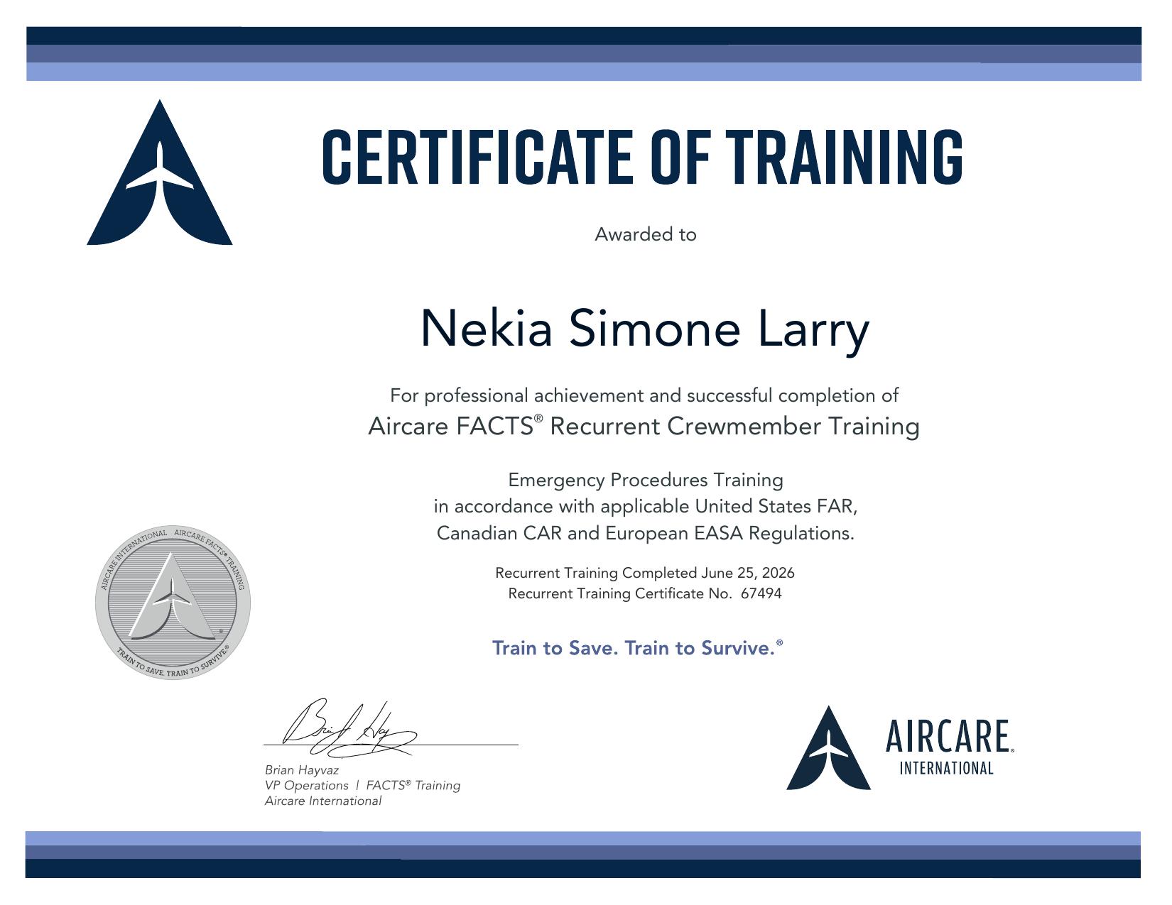 FACTS Corporate Flight Attendant Training